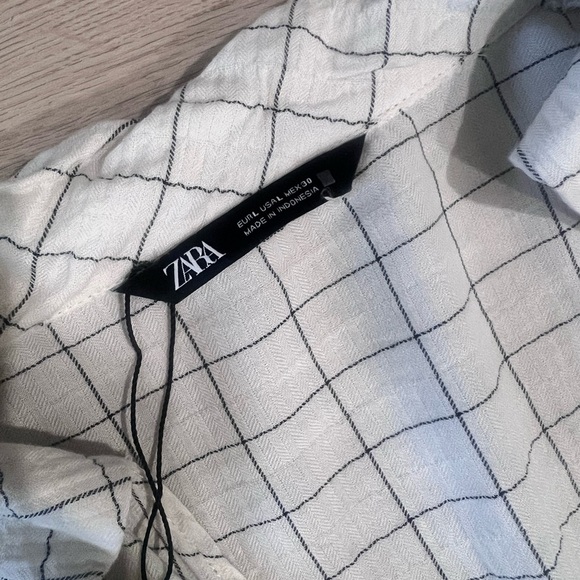 Zara Plaid Cropped Wrap Collar Top Size Large - Picture 13 of 14